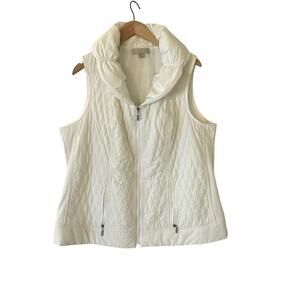 Laura Ashley Puffer Winter White Vest Sz 2X Ski Resort Layering Outdoorsy Preppy